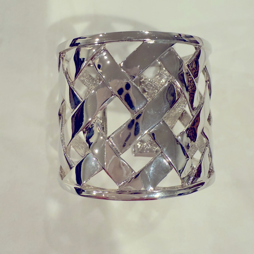 Elegant Silver Open Weave Cuff Bracelet